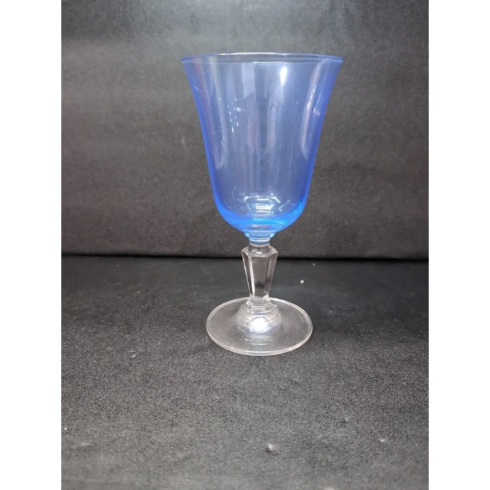 Miller Roganka Alfresco Blue Water Goblet,‎ Lead Crystal Glassware, Hand Blown